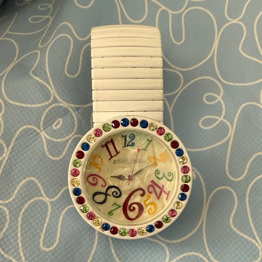 Betsey Johnson White Multicolor Watch needs battery but is new condition.
